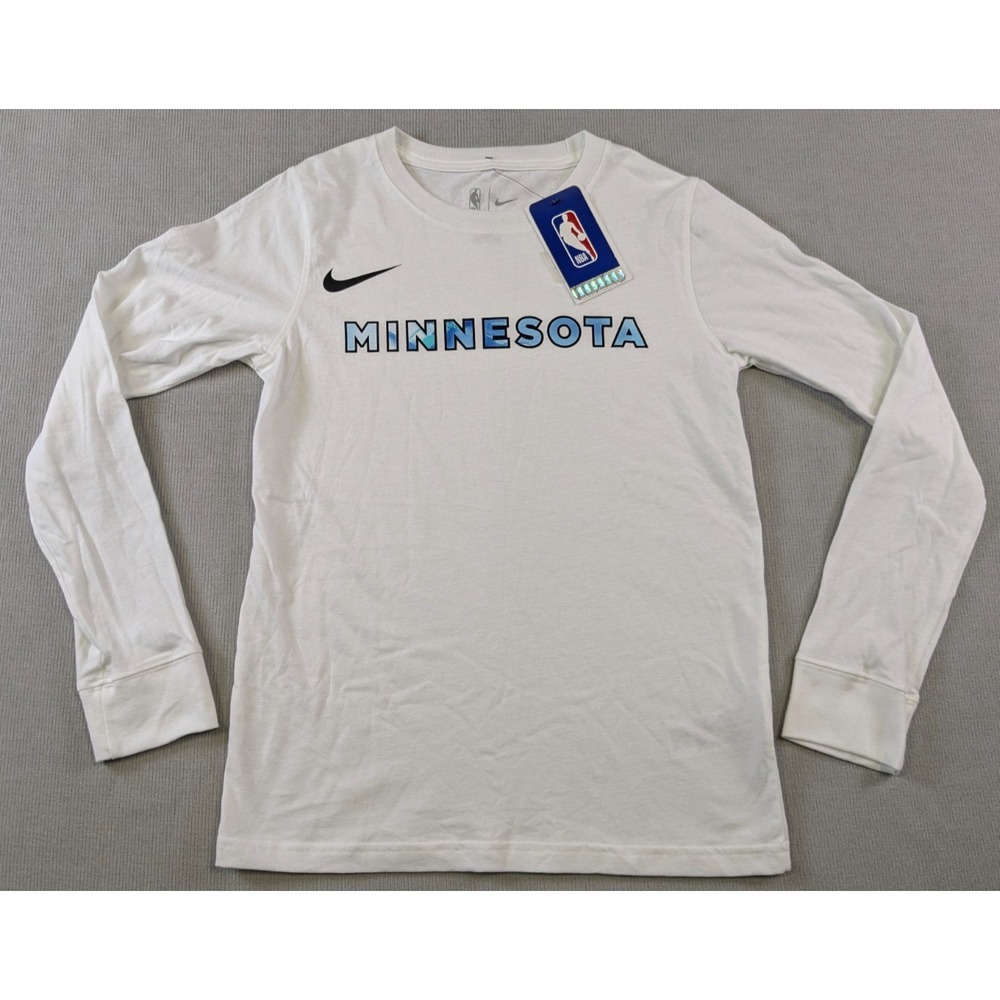 Minnesota Timberwolves Shirt YOUTH Boys Medium Nike City Edition Long Sleeve New